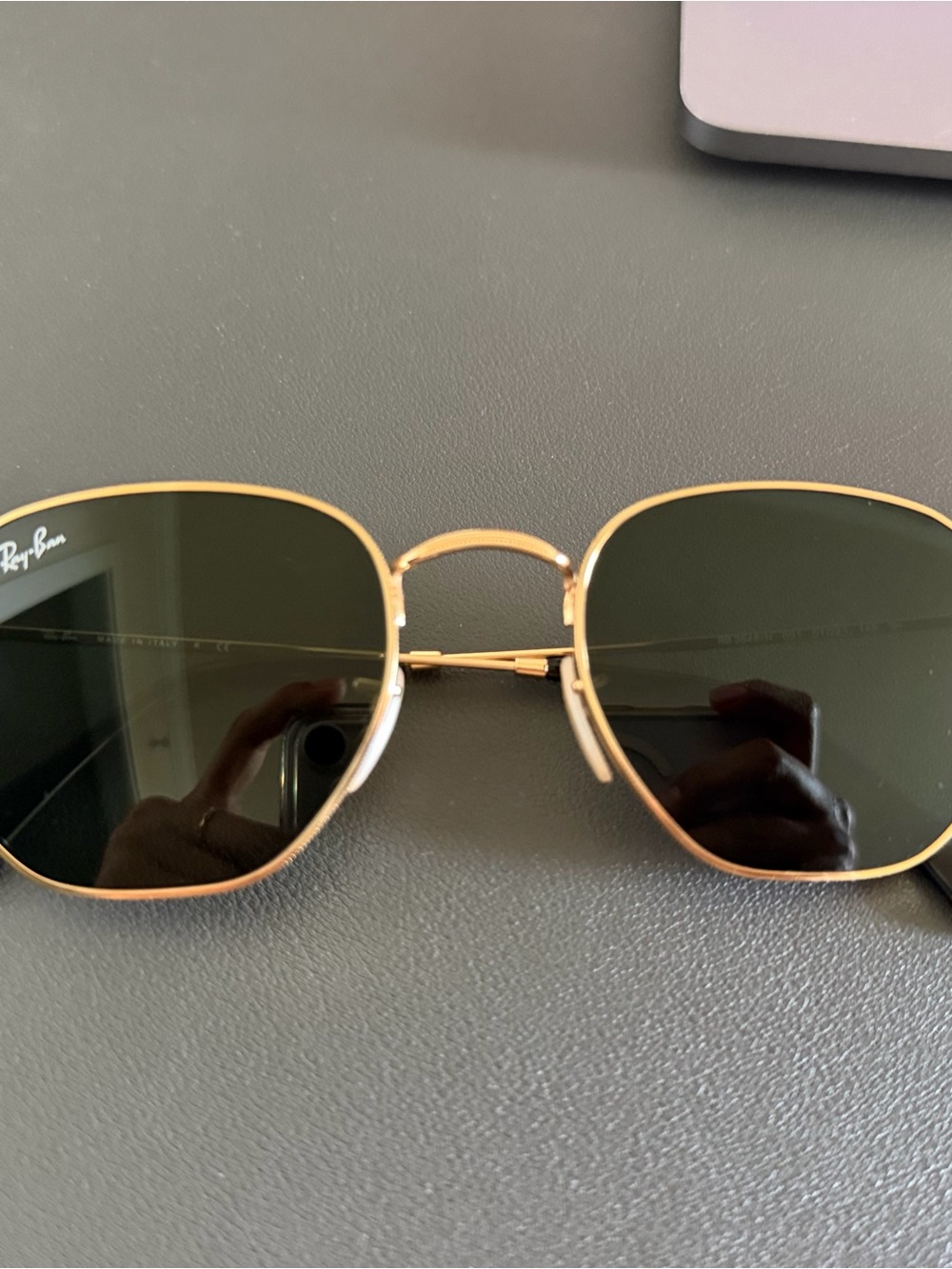 Ray-Ban Gold Frame Dark Green Lens Sunglasses